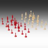 A 19thC 'Selenus' chess set, probably Munich or Nuremberg, ca 1830-1840, H 4 - 11,5 cm