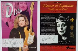 Eileen Page & Barbara Dickson Original Signatures on Performance Advertising Brochures.