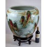 Beautiful Hand Made Jiangxi Porcelain Fishbowl and Stand.
