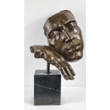 Bronze Face Sculpture on Marble Base
