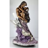 Manuel Vidal Torrens (Spanish) Solid Bronze 30" Sculpture with Real Amethyst.
