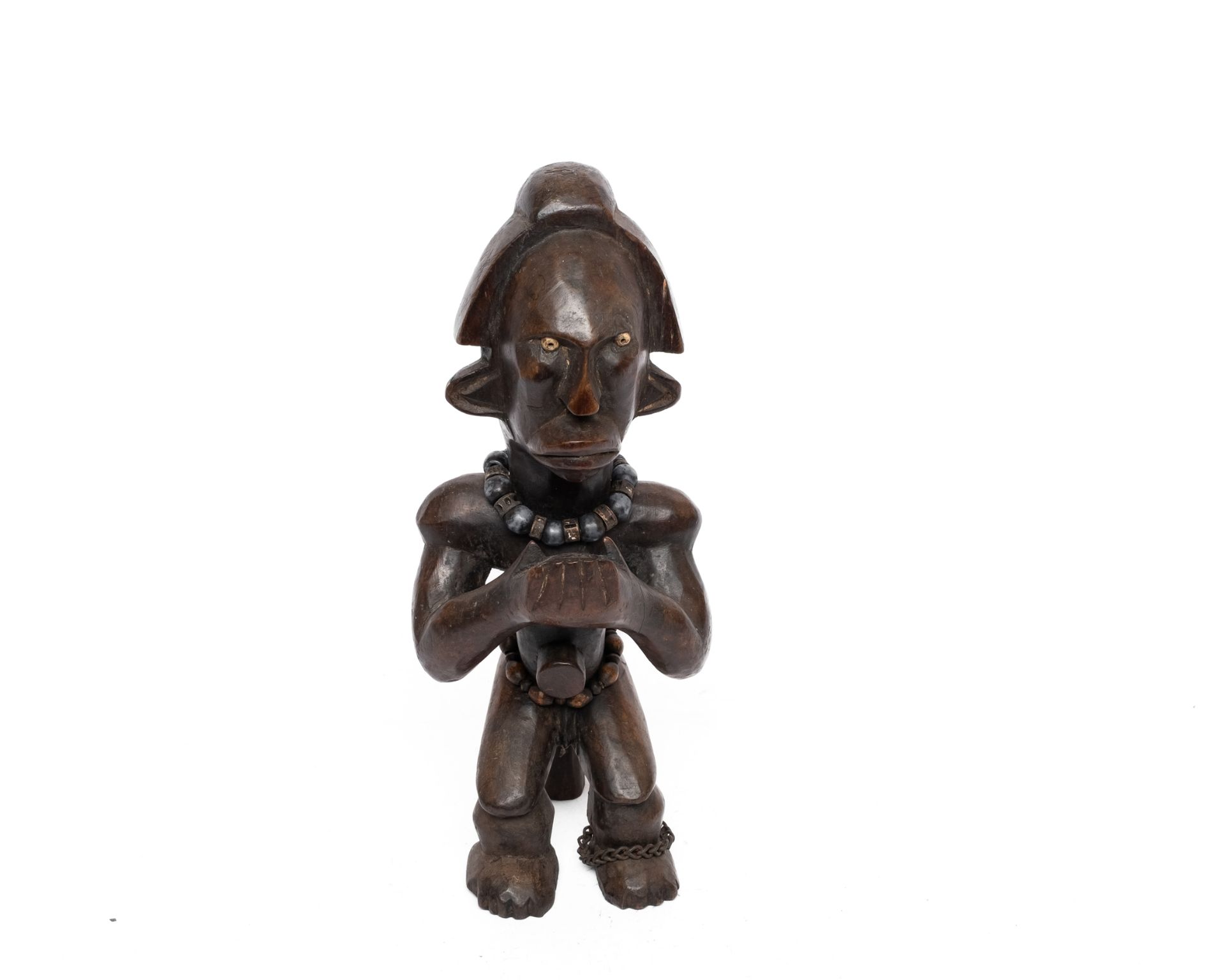 2 Reliquiar-Figuren "Byeri", Holztür, Fang, Gabun, Afrika, sitzende männliche Figuren aus Holz mit  - Bild 4 aus 6