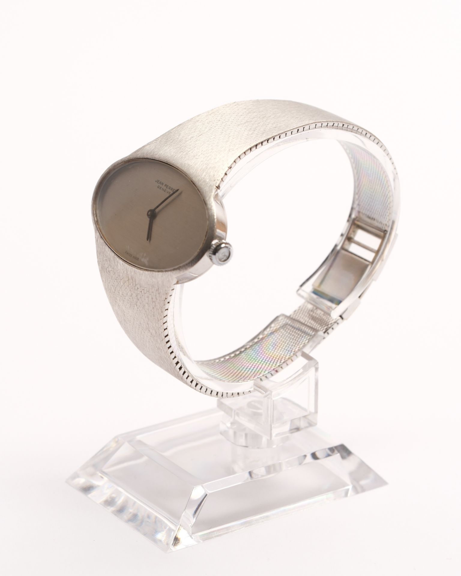 Jean Perret, Damenarmbanduhr, 1970/80er Jahre, Genf, 18kt WG, elliptisches Gehäuse mit verlötetem f - Bild 2 aus 4