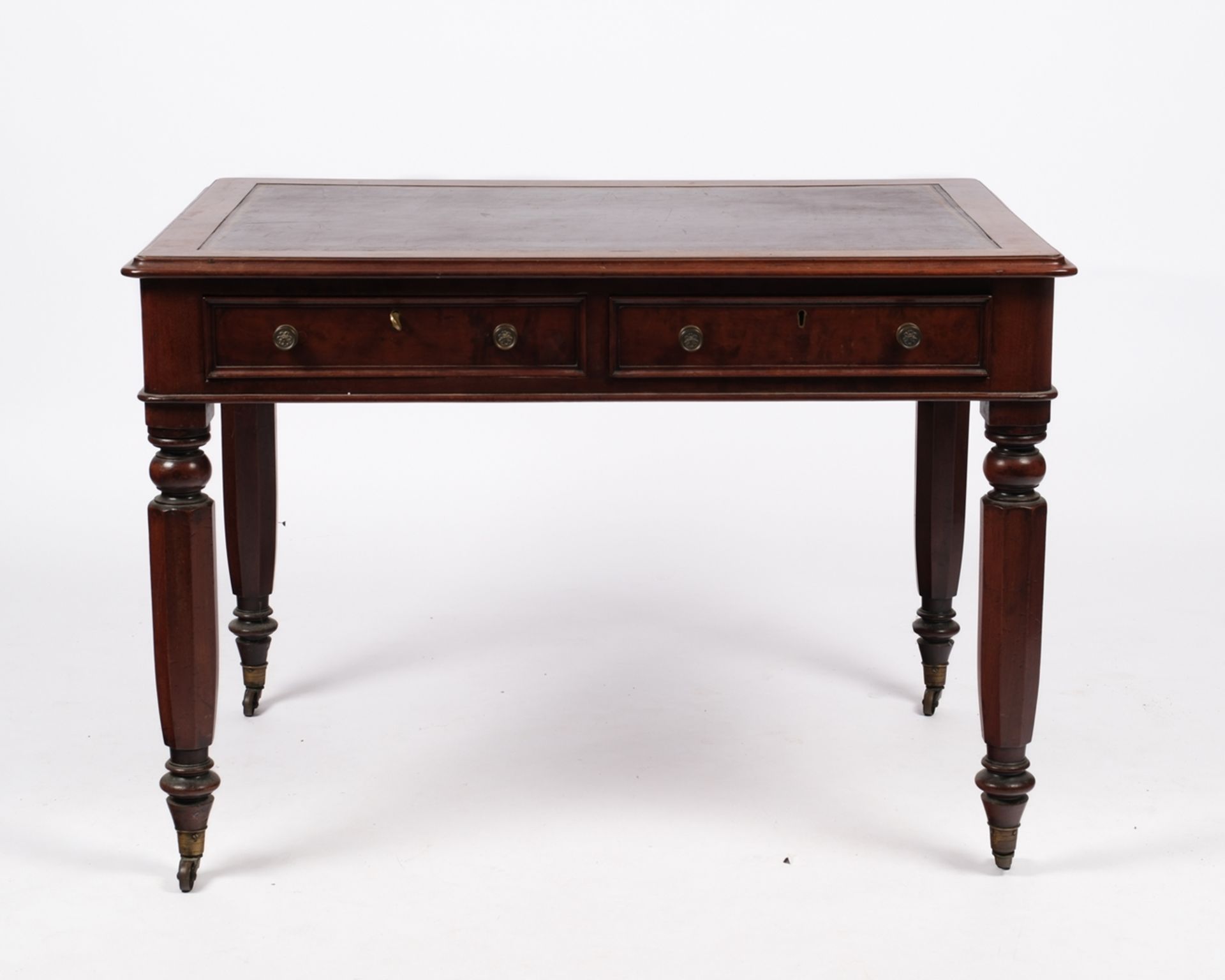 Viktorianischer Schreibtisch, England, 2. Hälfte 19. Jh., Mahagoni furniert, rechteckiger Schreibko