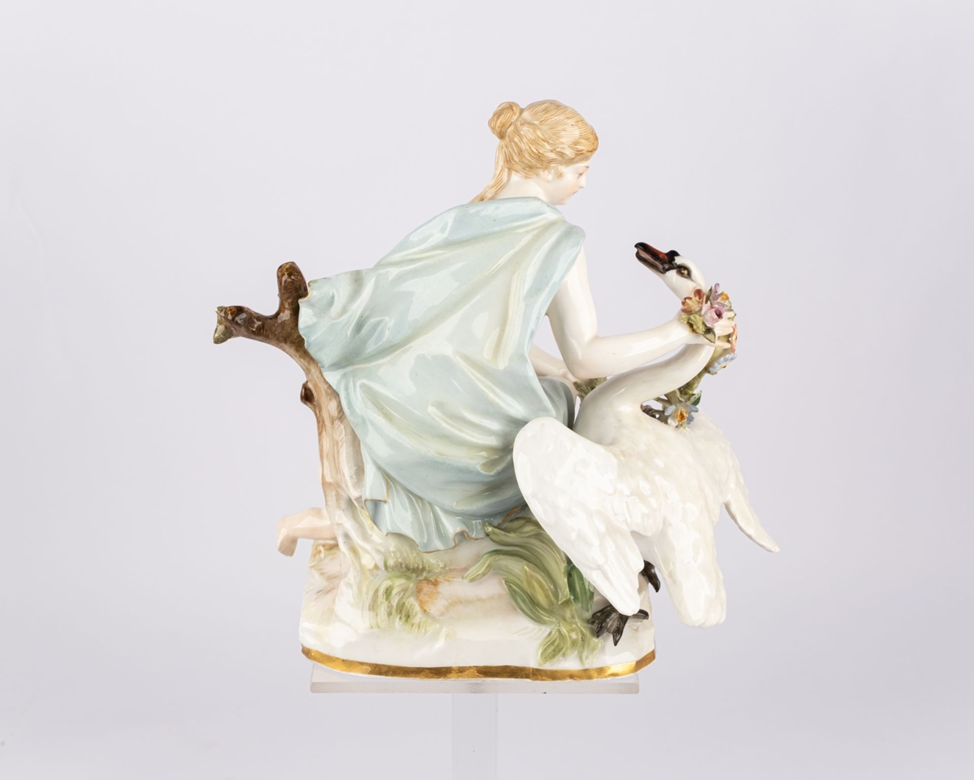 Porzellangruppe, "Leda mit dem Schwan und Amor", Meissen, Schwertermarke, 1850-1924, 1. Wahl, Model - Bild 3 aus 4