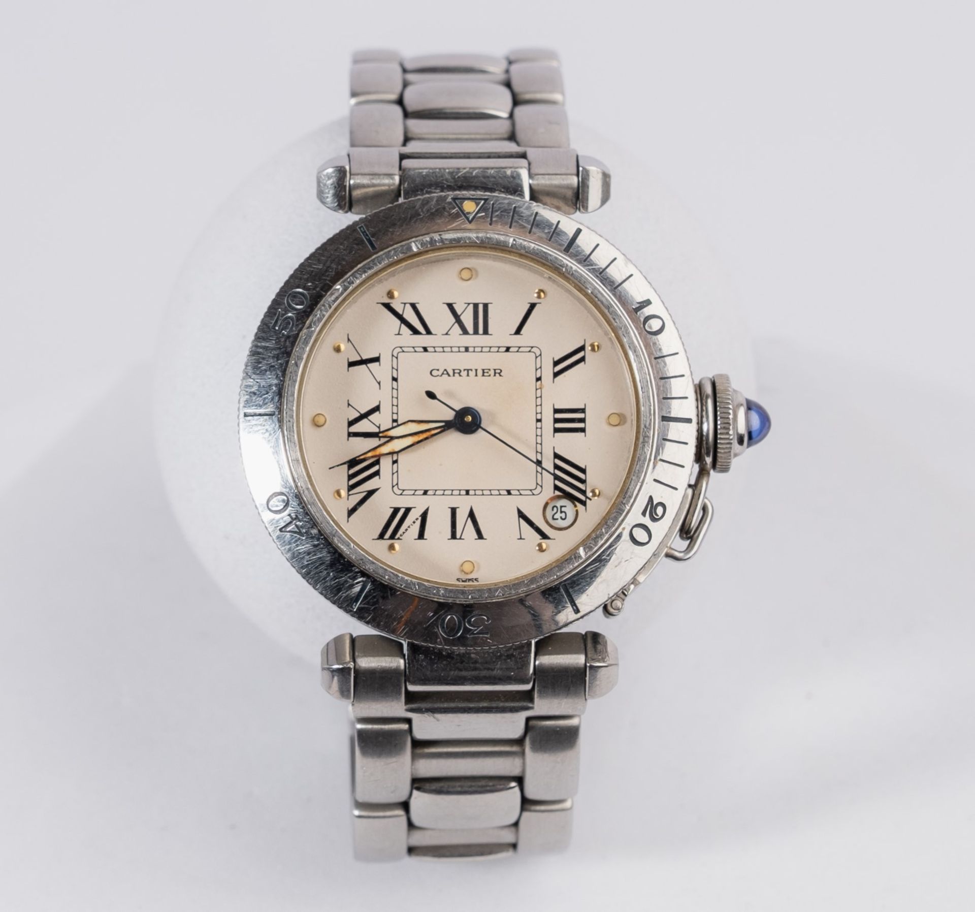 Cartier Pasha "Seatimer", Ref. R4010, Gehäuse in Stahl, drehbare Lünette mit Minutenskalierung, Zif