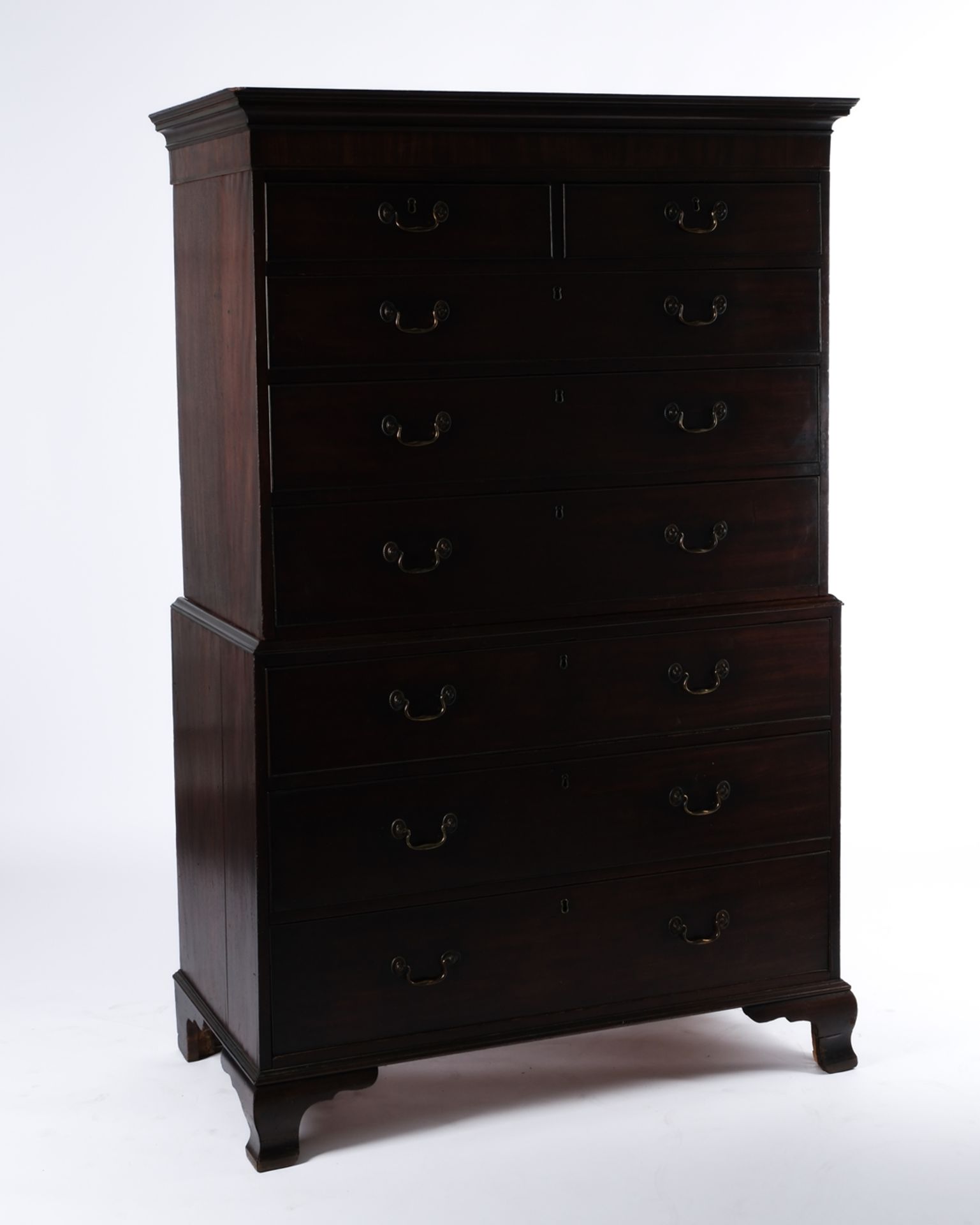 Aufsatzkommode "Tallboy", England, 2. Hälfte 19. Jh., Mahagoni, zweiteiliger Korpus mit insgesamt a - Bild 2 aus 4