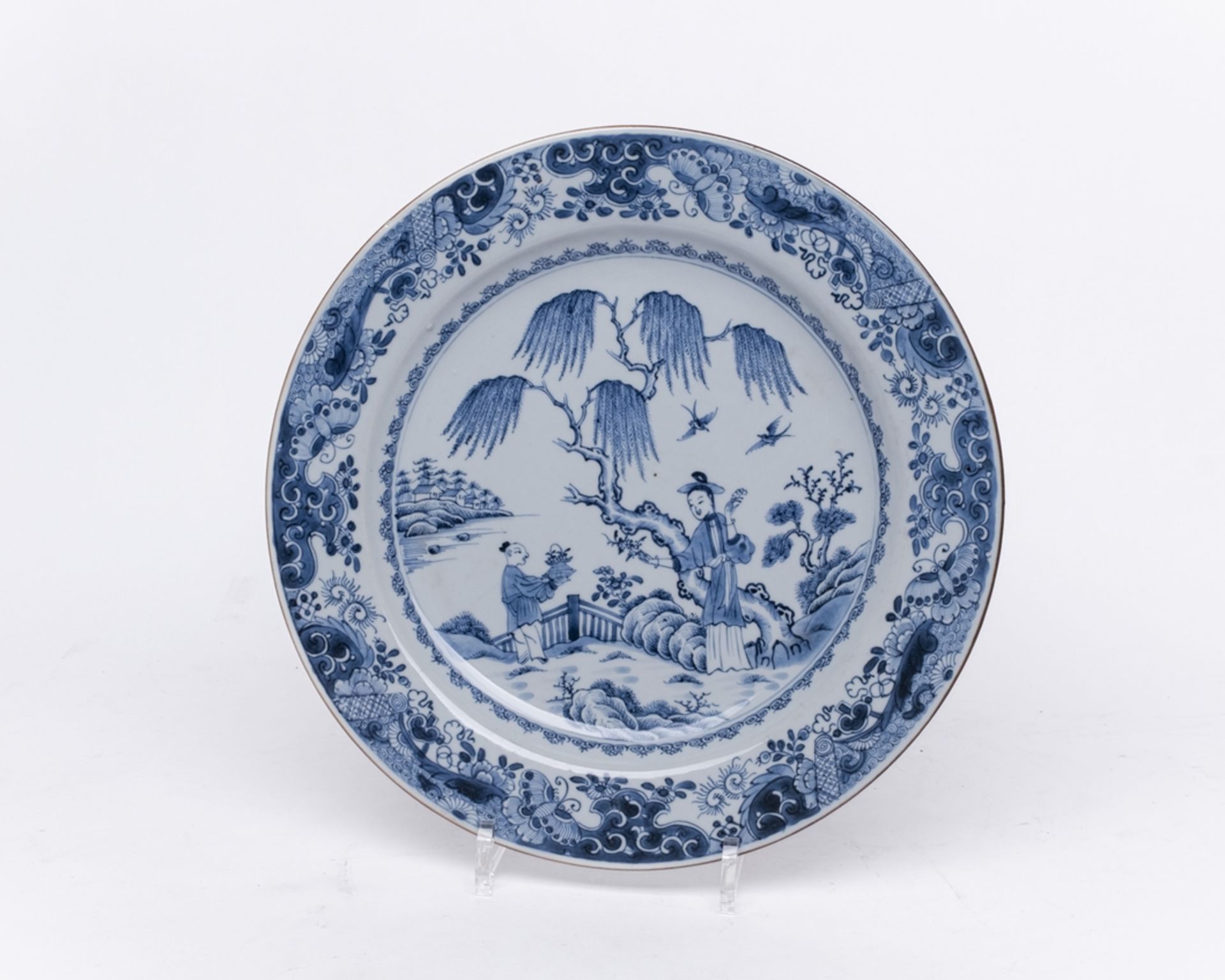 3 Teller, China, Qing-Dynastie, 18. Jh., Porzellan, verschiedene blau-weiße Dekore, 2x Eichhörnchen - Bild 2 aus 7