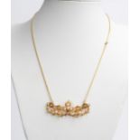 Collier, 14kt Gelbgold, 36 Halbperlen, ca. 7.5 g, ca. 42 cm lang