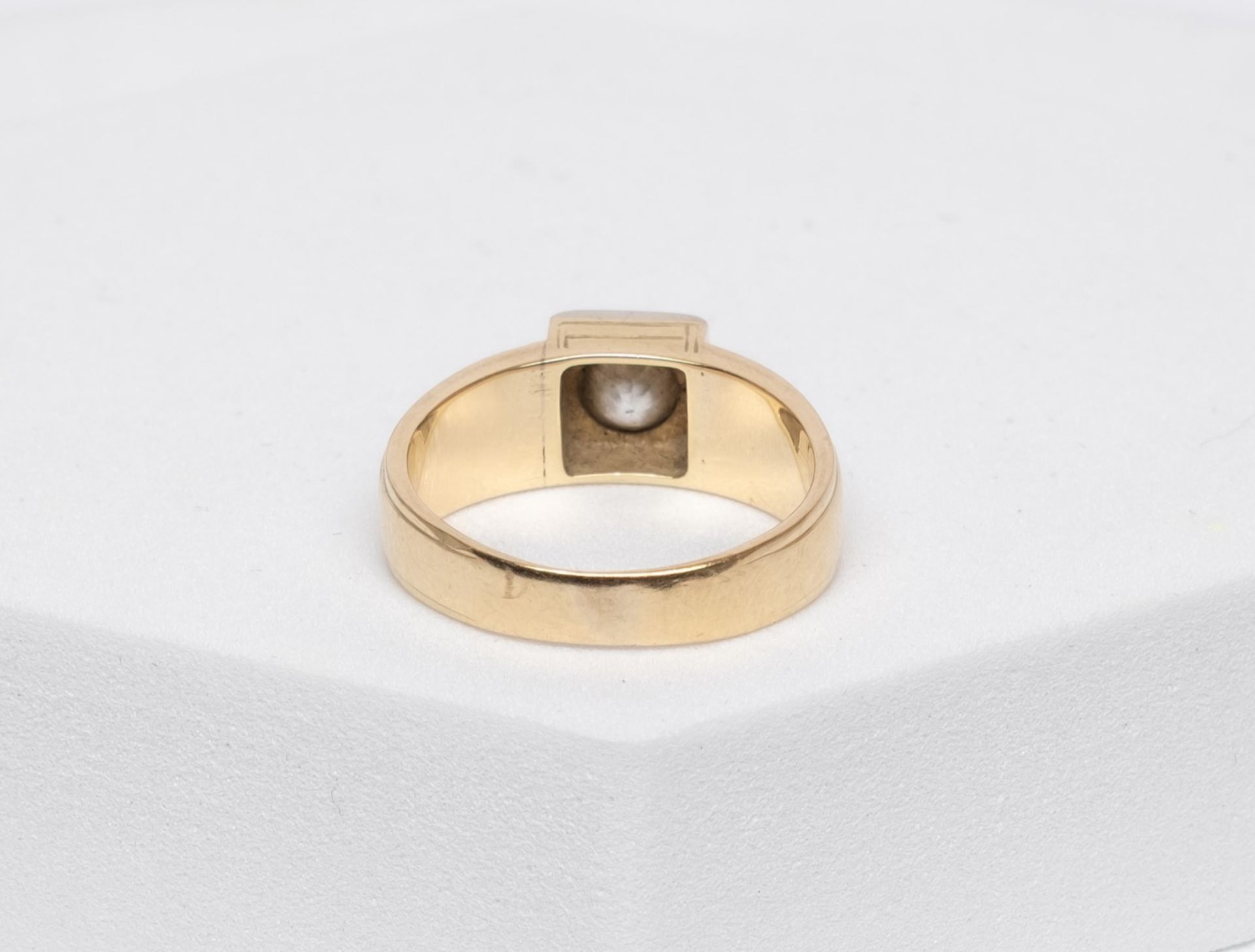 Solitär-Ring, 14kt Gelbgold, 1 Altschliffdiamant ca. 0.50 ct., 7.5 g, RM 56 - Bild 3 aus 3