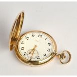 Taschenuhr, Longines 7 Grands Prix Savonette, 1927, 14kt Gelbgold, Handaufzug, emailliertes Ziffern
