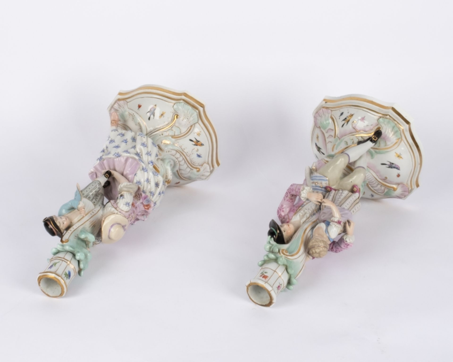 Paar Leuchter, "Gärtnerfiguren", Meissen, Schwertermarke, 1850-1924, 1./2. Wahl, Modellnummern D 17 - Bild 6 aus 10