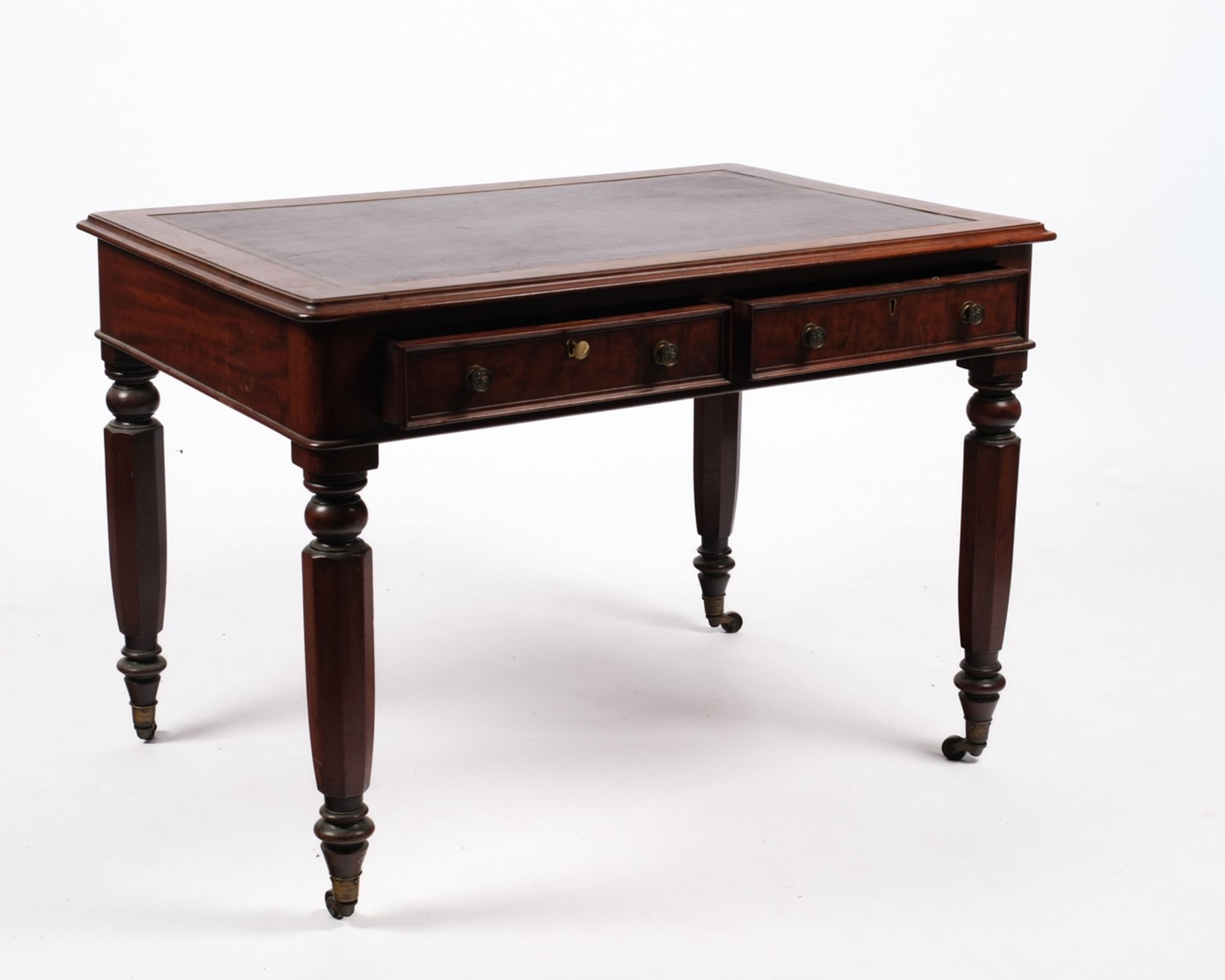 Viktorianischer Schreibtisch, England, 2. Hälfte 19. Jh., Mahagoni furniert, rechteckiger Schreibko - Bild 3 aus 4