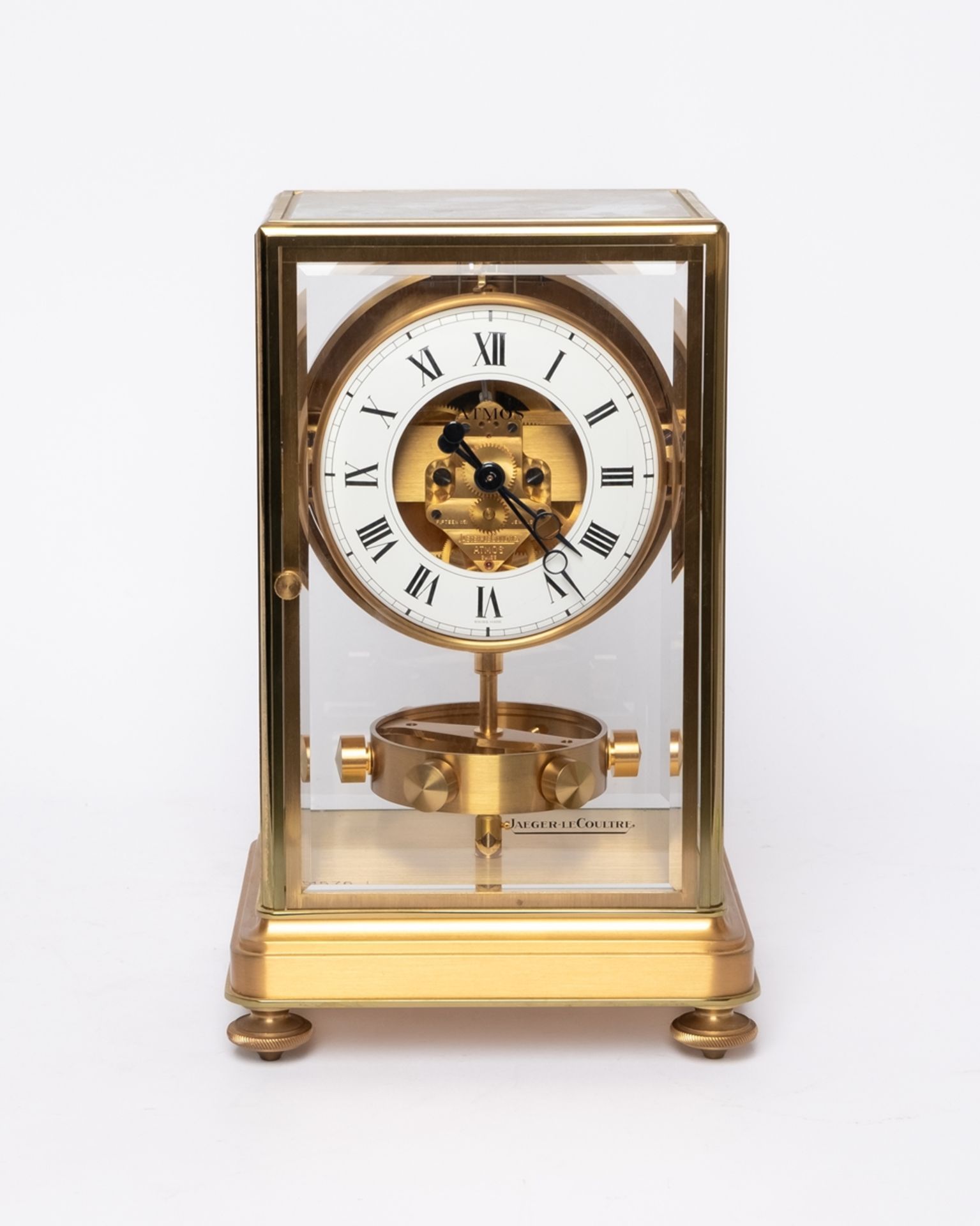 Tischuhr, "Atmos Prestige", Jaeger LeCoultre, Schweiz, 1980er Jahre, auf Plakette nummeriert 1576 (