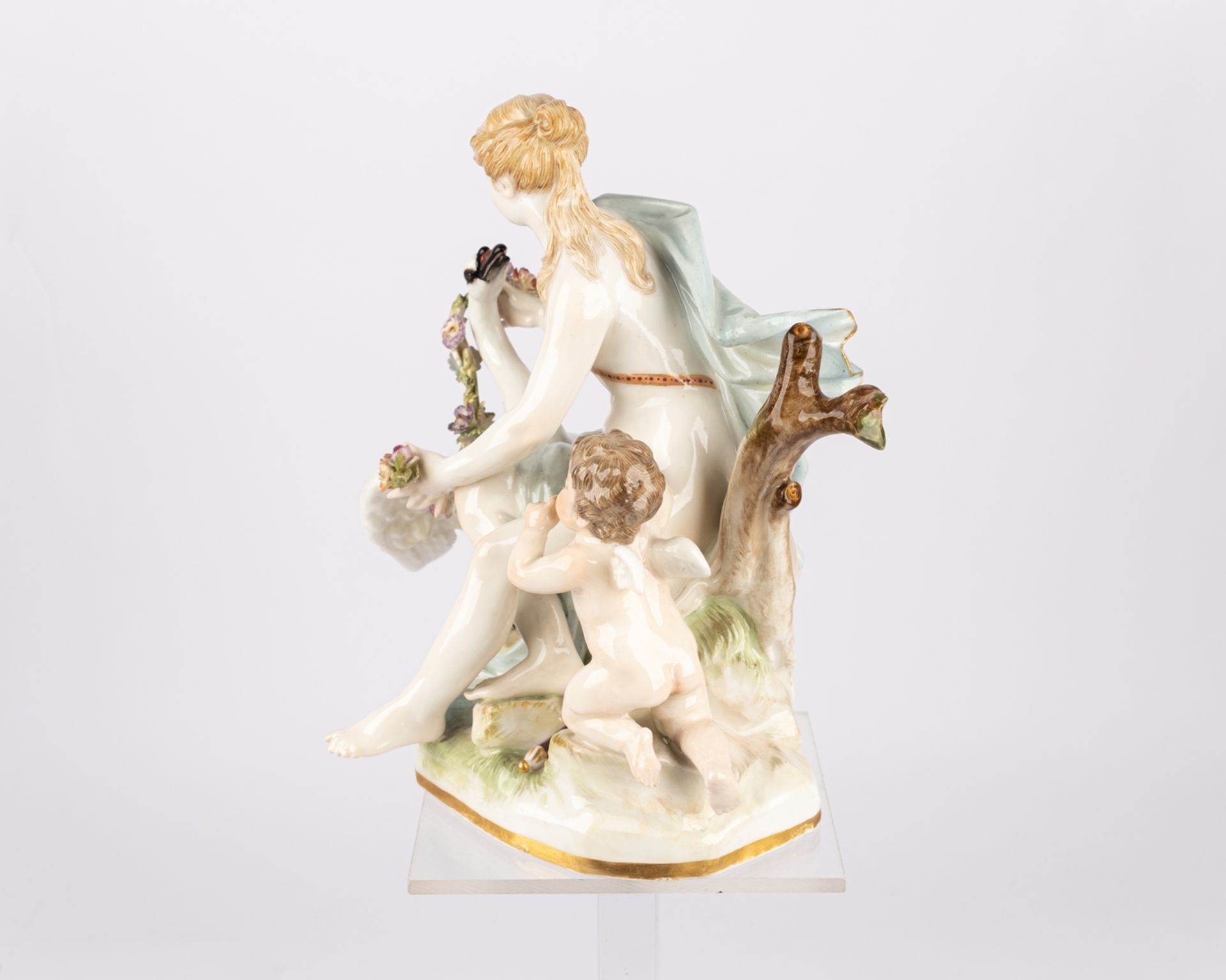 Porzellangruppe, "Leda mit dem Schwan und Amor", Meissen, Schwertermarke, 1850-1924, 1. Wahl, Model - Bild 2 aus 4