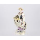 Porzellanfigur, "Gärtnerin mit Blumenkorb", Meissen, Schwertermarke, 1850-1924, 1. Wahl, Modellnumm