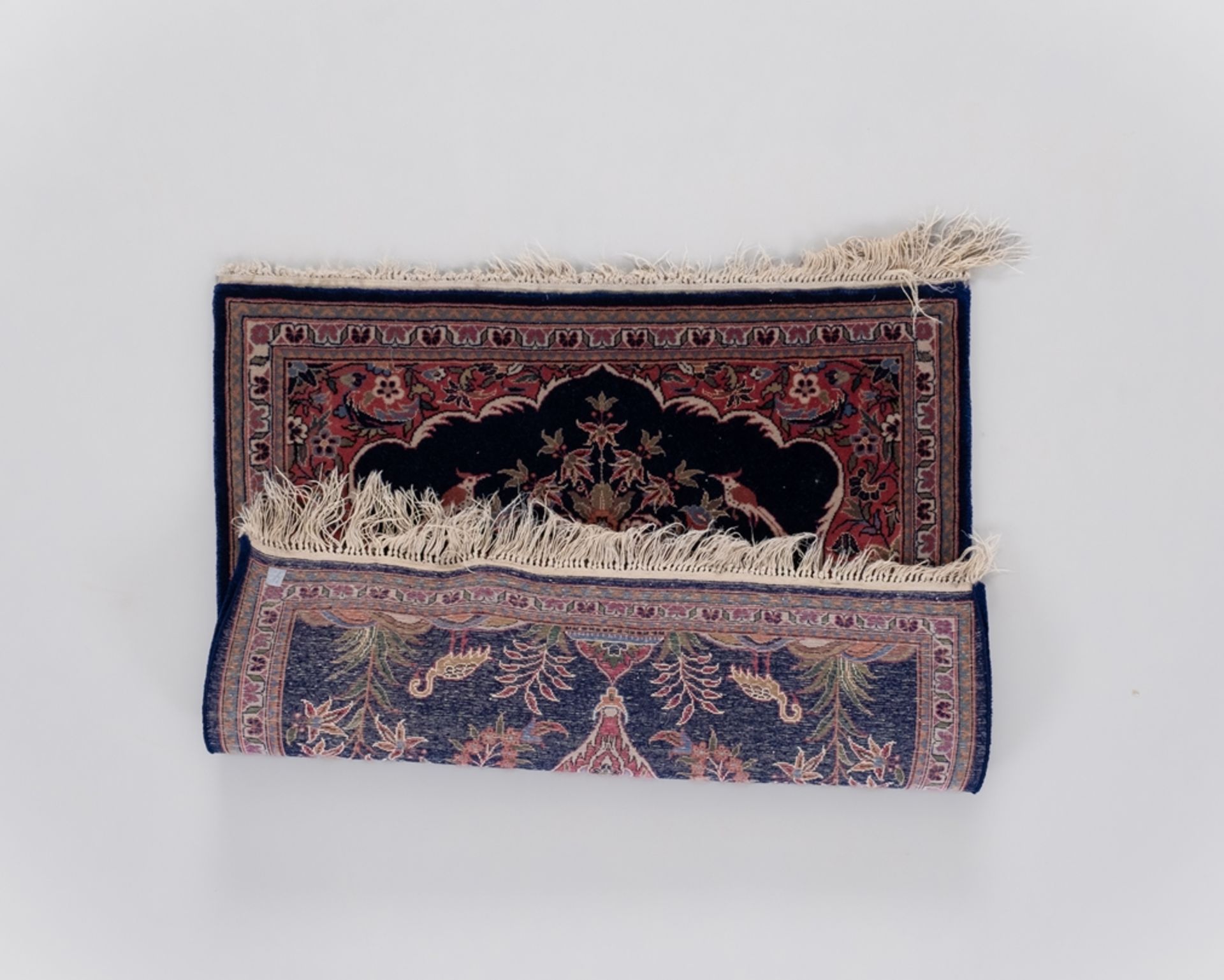 Kork-Keschan, mit Seide, Iran, alt, sehr feine Knüpfung, ca. 0.58 x 0.48 m - Bild 2 aus 2