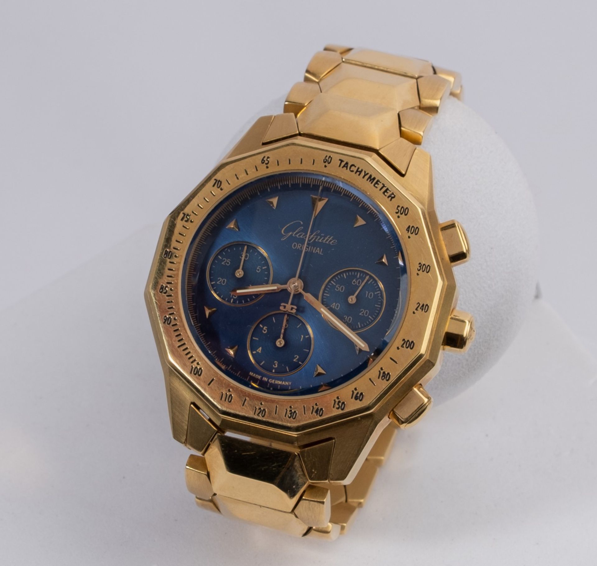 Glashütte Original Sport Senior Chronograph, um 2000, Ref. 10-66-?, Gehäuse und Gliederarmband mit 