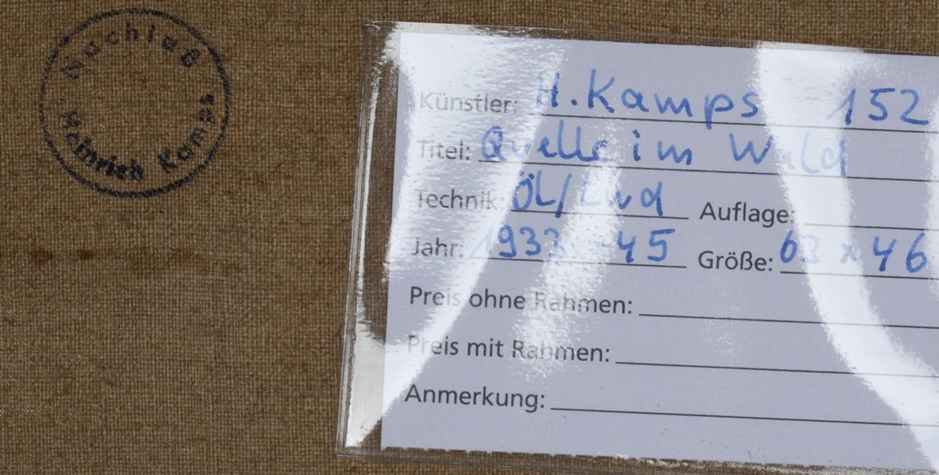 Kamps, Heinrich (Krefeld 1896 - 1954 Düsseldorf, Schüler der Krefelder und Hamburger Kunstgewerbesc - Bild 5 aus 5