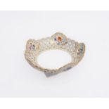 Durchbruchschale, Meissen, Schwertermarke, 1850-1924, 1. Wahl, Korbrand mit bunten Blumen in Reserv