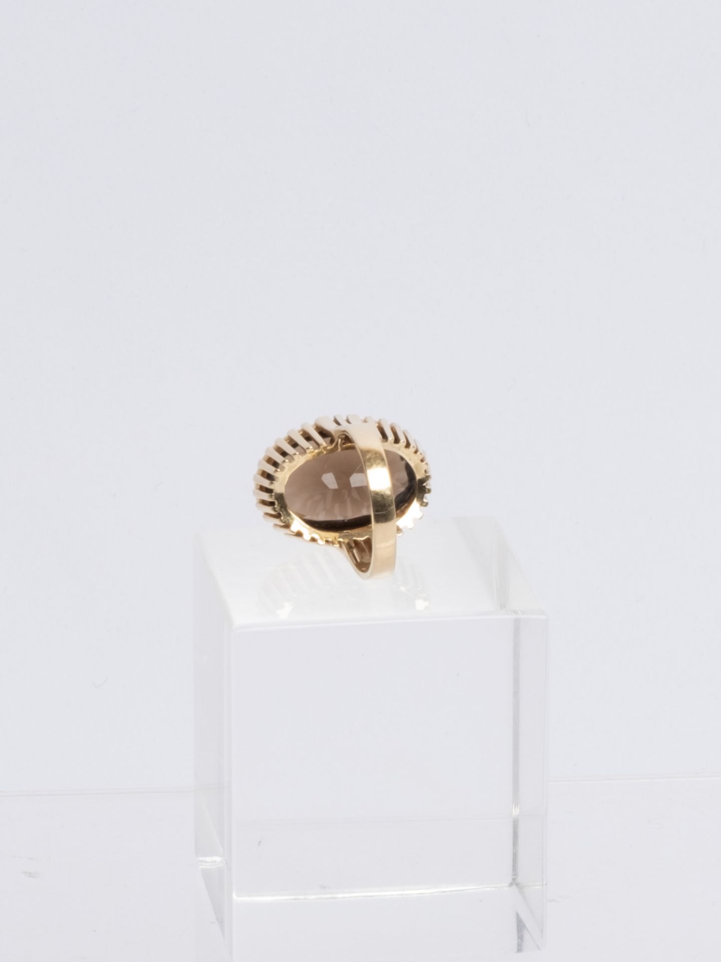 Ring, 14kt Gelbgold, Rauchquarz, oval, facettiert geschliffen, ca. 11.5 g, RM 56 - Bild 2 aus 2
