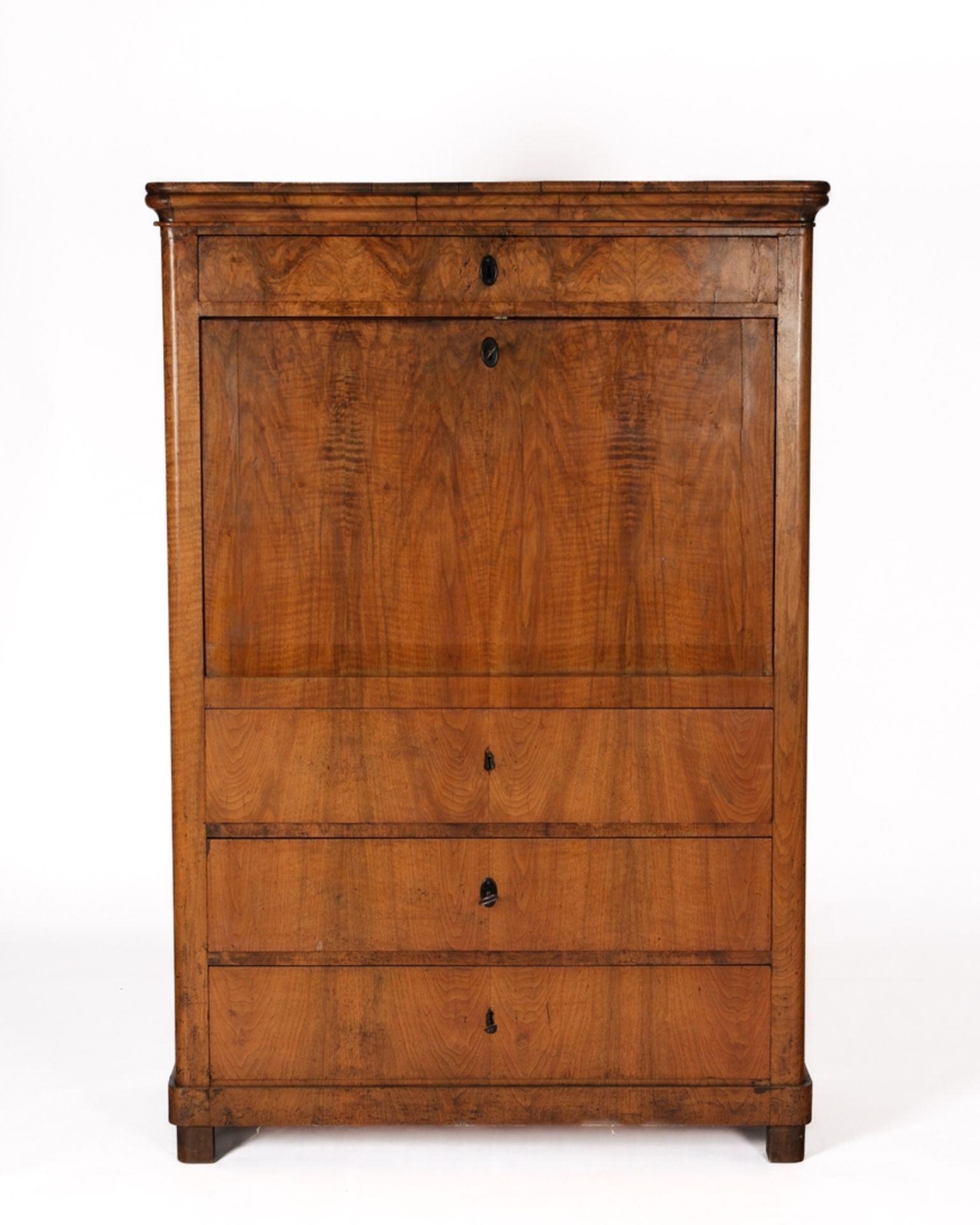 Sekretär, Biedermeier, um 1830, Esche furniert, hochrechteckiger Korpus mit Fallklappe und vier Sch