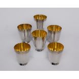 6 Fußbecher, Silber 925, Jakob Grimminger, innen und am Rand vergoldet, Glockenform, 8 cm hoch, zus