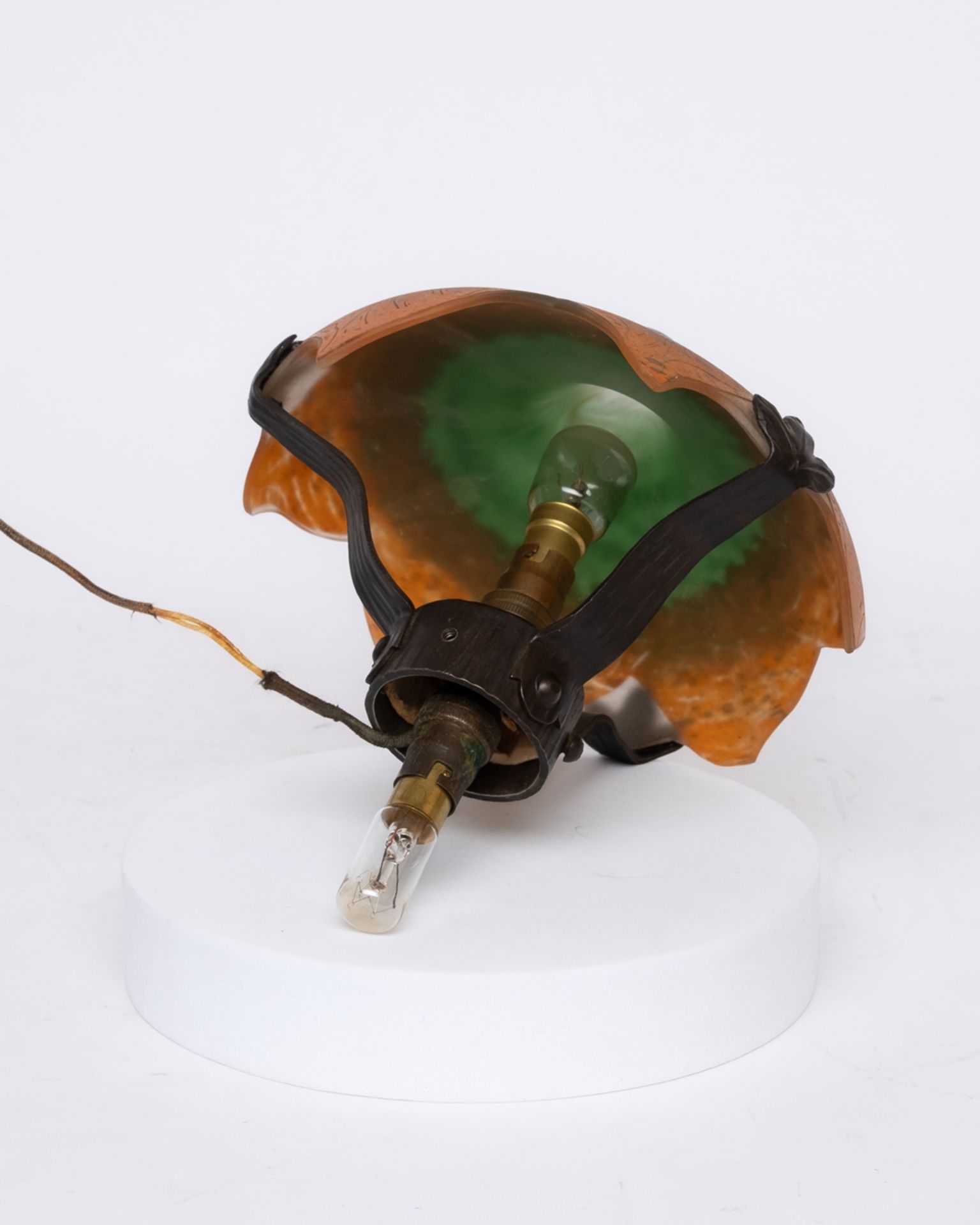 Tischlampe, "Feuilles d'oseille", Verreries Schneider, Epinay-sur-Seine, 1918-1922, Glas, grüner un - Bild 2 aus 4