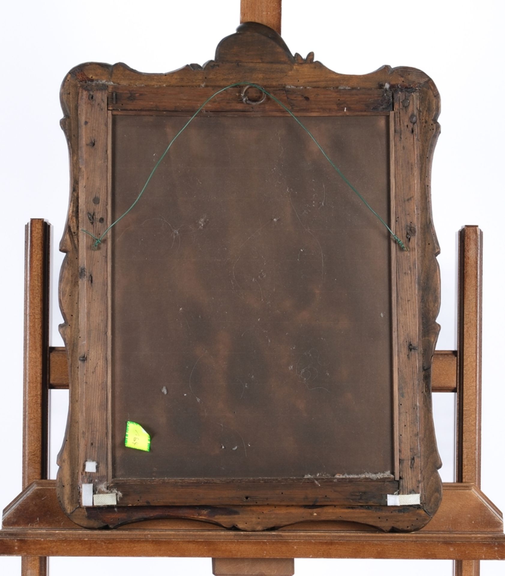 Barockspiegel, 18. oder 19. Jh., Nussbaum reich geschnitzt, Glas wohl ergänzt, 60 x 45 cm - Bild 2 aus 2