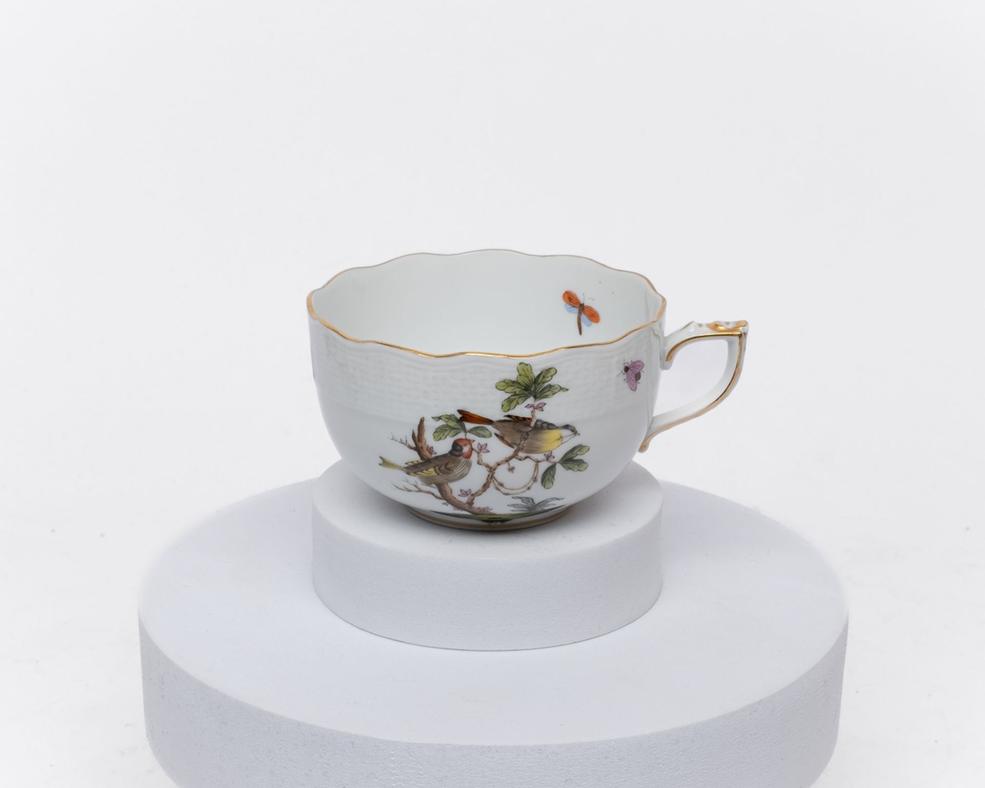 Service, 77-tlg., Herend, Dekor Rothschild, Goldrand: 10 Deckelsuppentassen, 10 Untertassen, 12 Vor - Bild 2 aus 12