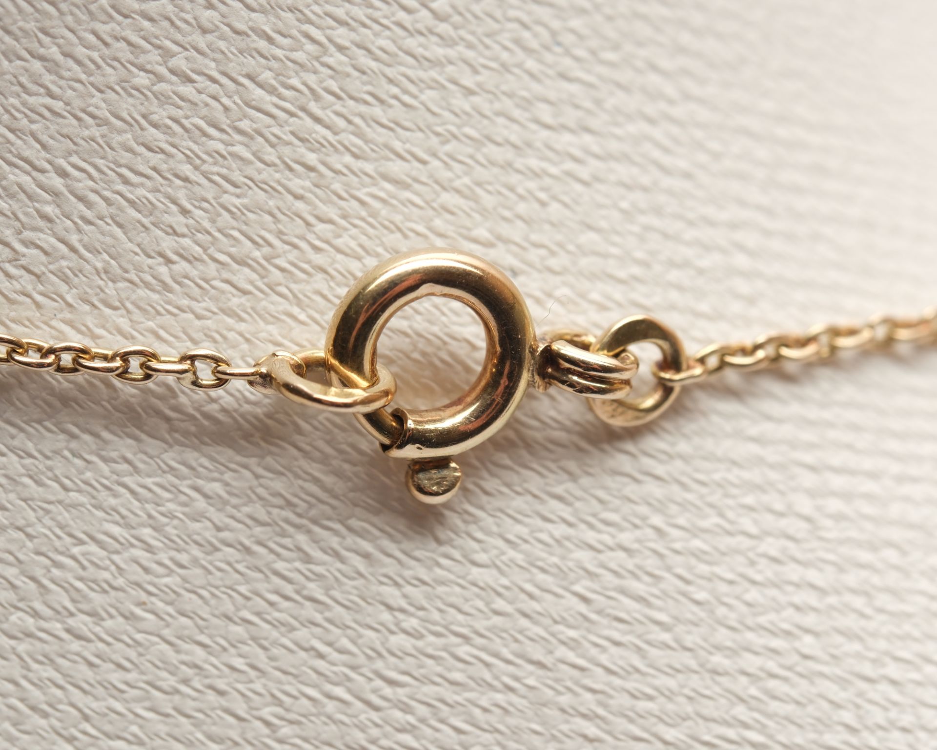 Collier, Jugendstil, 14kt Gelbgold, Spinell, ca. 4.6 g, ca. 44 cm lang - Bild 4 aus 4