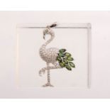 Anhänger, 'Flamingo', 18kt Weißgold, Brillanten zus. ca. 1.04 ct. etwa tw/vsi-si, 10 Turmaline zus.