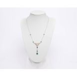 Collier, 18kt Weißgold, in der Art des Jugendstils, Brillanten zus. ca. 0.60 ct., etwa tw-w/si, Vol