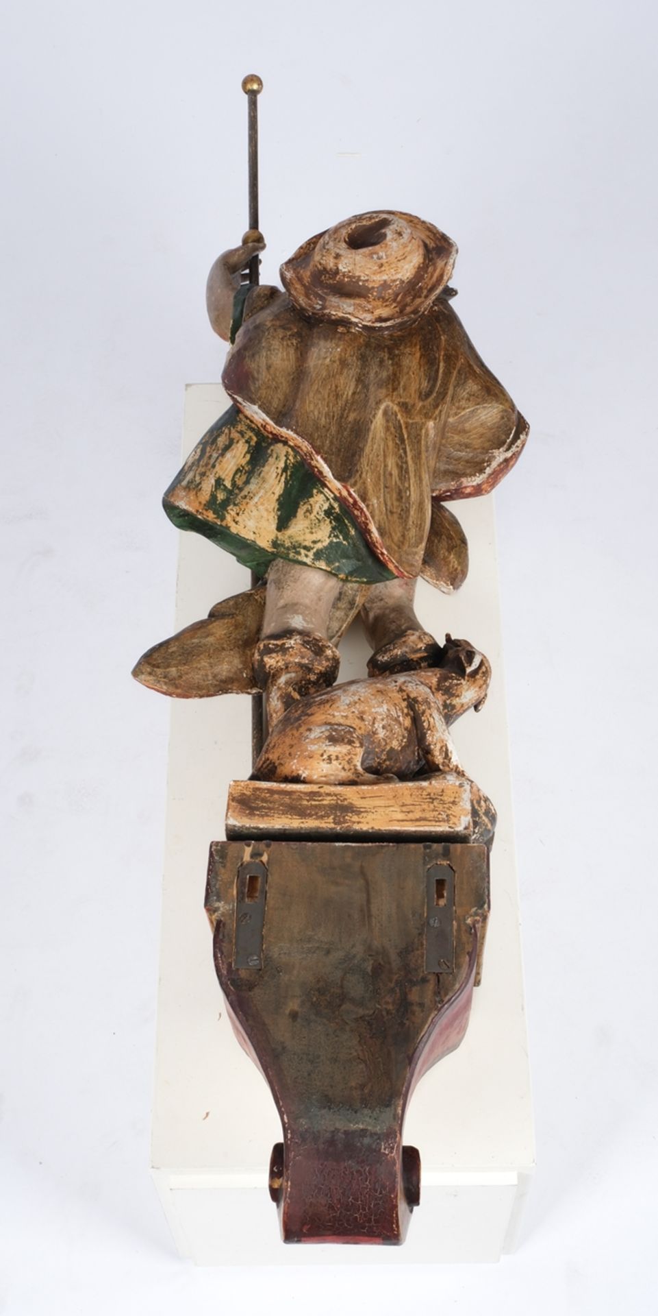 "Heiliger Rochus", alpenländisch 20. Jahrhundert, Holz, vollplastisch geschnitzt, farbig gefasst, m - Bild 2 aus 2