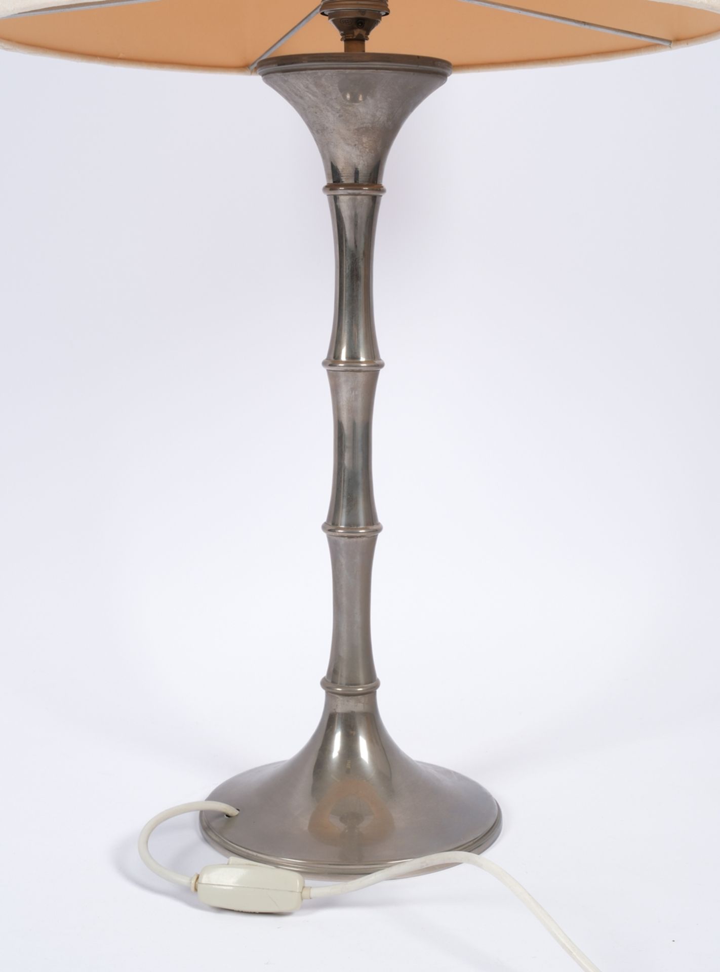 Tischlampe, "Bamboo", 1970er Jahre, Metall, verchromt, Schaft in Bambusform, einflammig, elektrifiz - Bild 2 aus 2