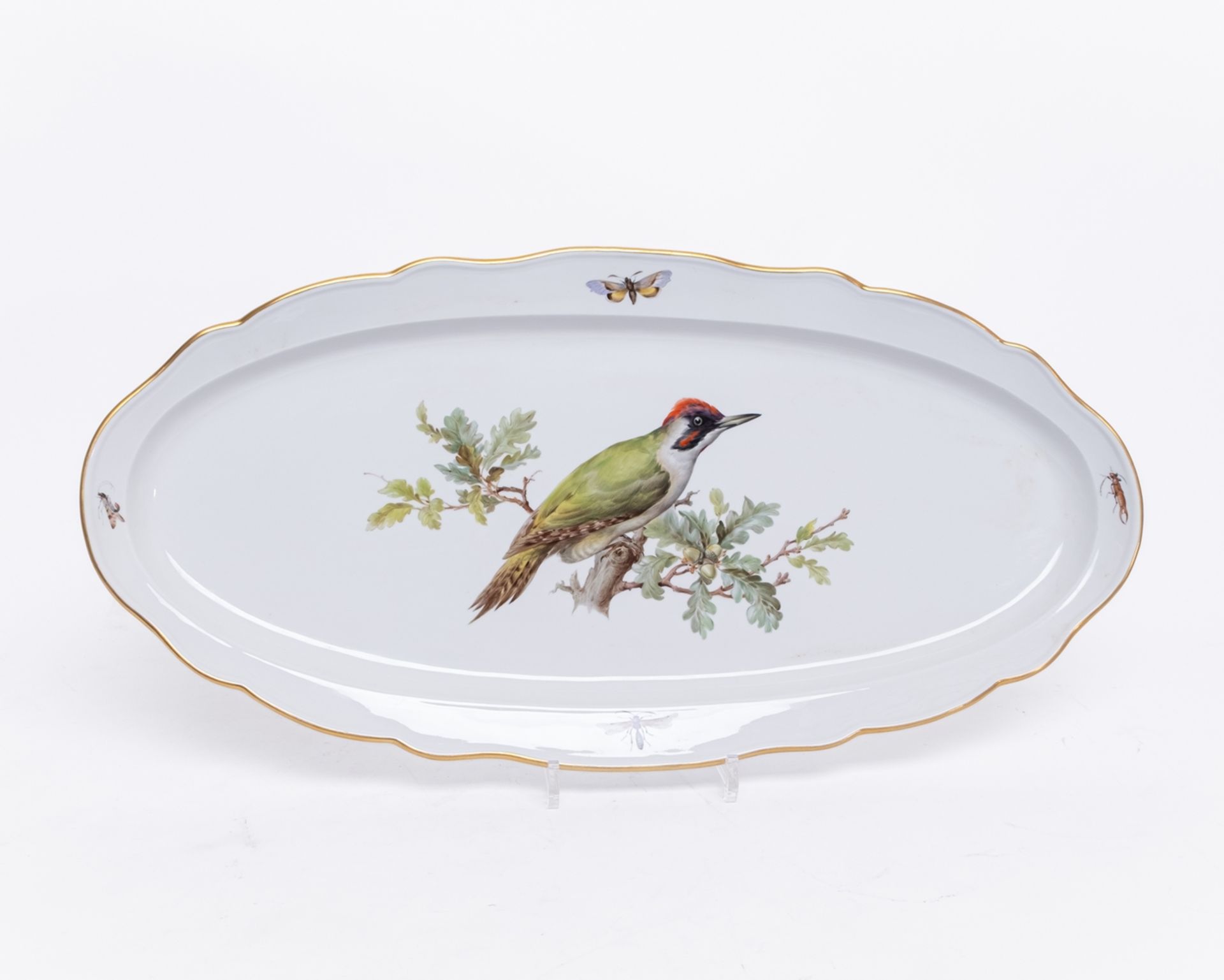 Speiseservice, 80-tlg., Meissen, Schwertermarke, 1. Wahl, Vogel- und Insektenmalerei, polychrom, Go - Bild 12 aus 17