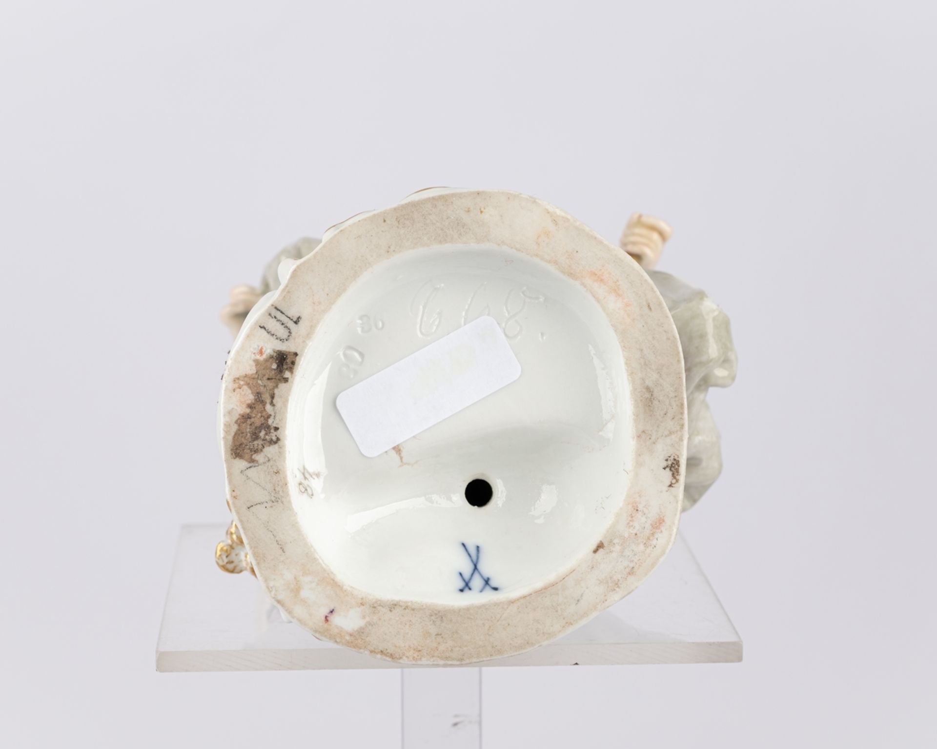 Porzellanfigur, "Gärtnerin mit Blumenkorb", Meissen, Schwertermarke, 1850-1924, 1. Wahl, Modellnumm - Bild 5 aus 5