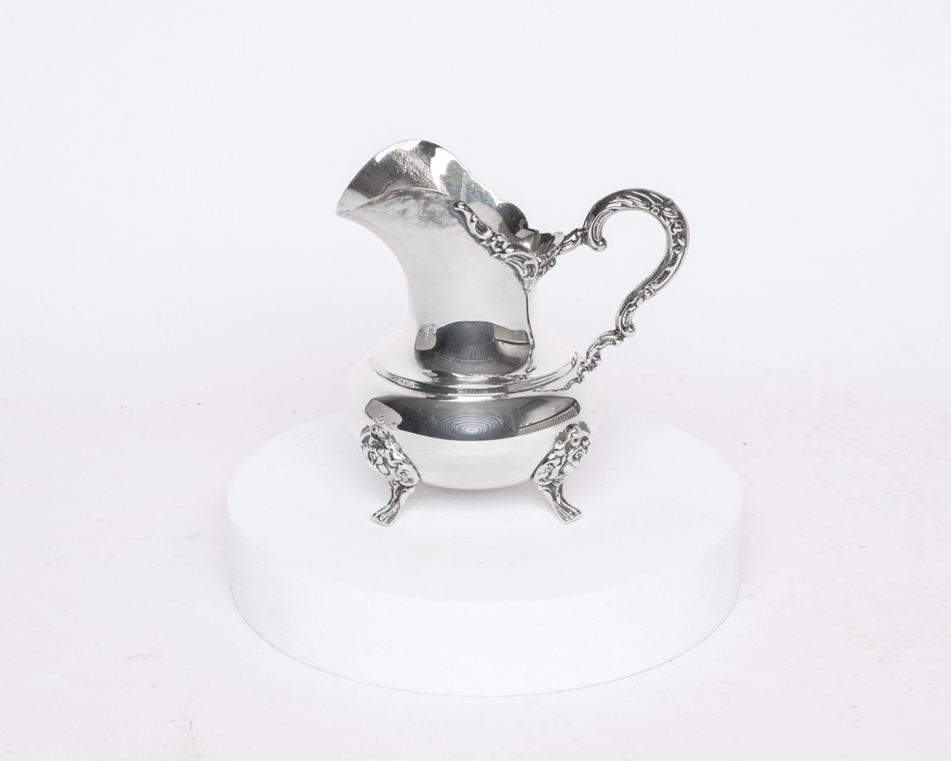 Kaffeekanne, Sahnegießer, Zuckerdose, Silber 925, Otto Wolter, gebauchte Gefäße mit abgesetzter Sch - Bild 3 aus 5