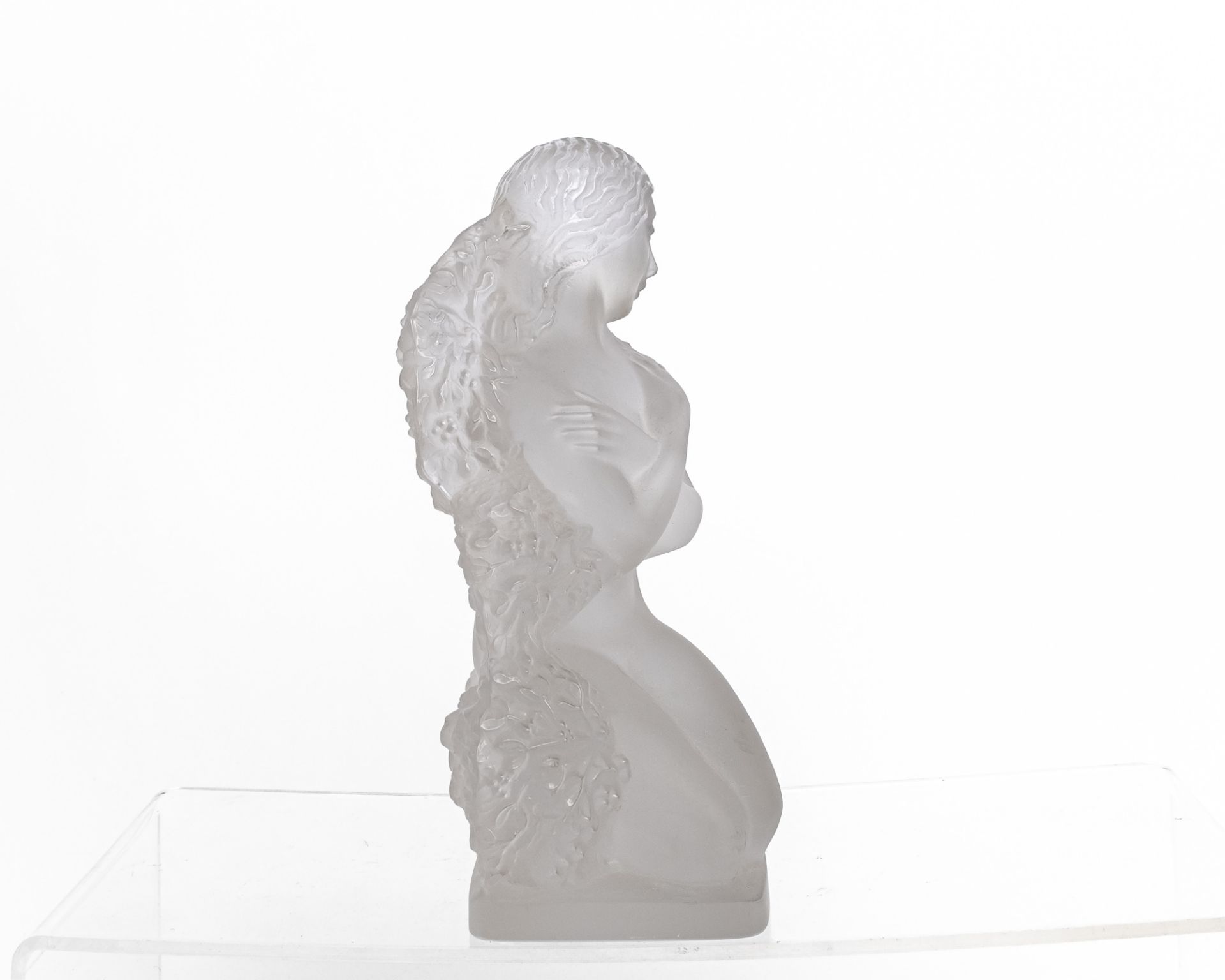 Glasfigur, "Hiver surtot quatre saisons", Lalique, farbloses Glas, teils mattiert, frierender weibl - Bild 2 aus 6