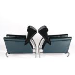 Paar Armlehnsessel "Norma", Entwurf Massimo Iosa Ghini 1986, Ausführung Moroso, Mailand, verchromte