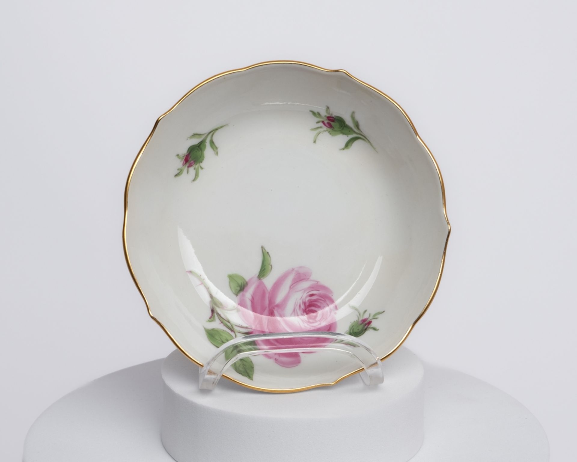 Mokkaservice, 16-tlg., Meissen, Schwertermarke, 1./2. Wahl, rote Rose, meist Goldrand: Mokkakanne ( - Bild 11 aus 14