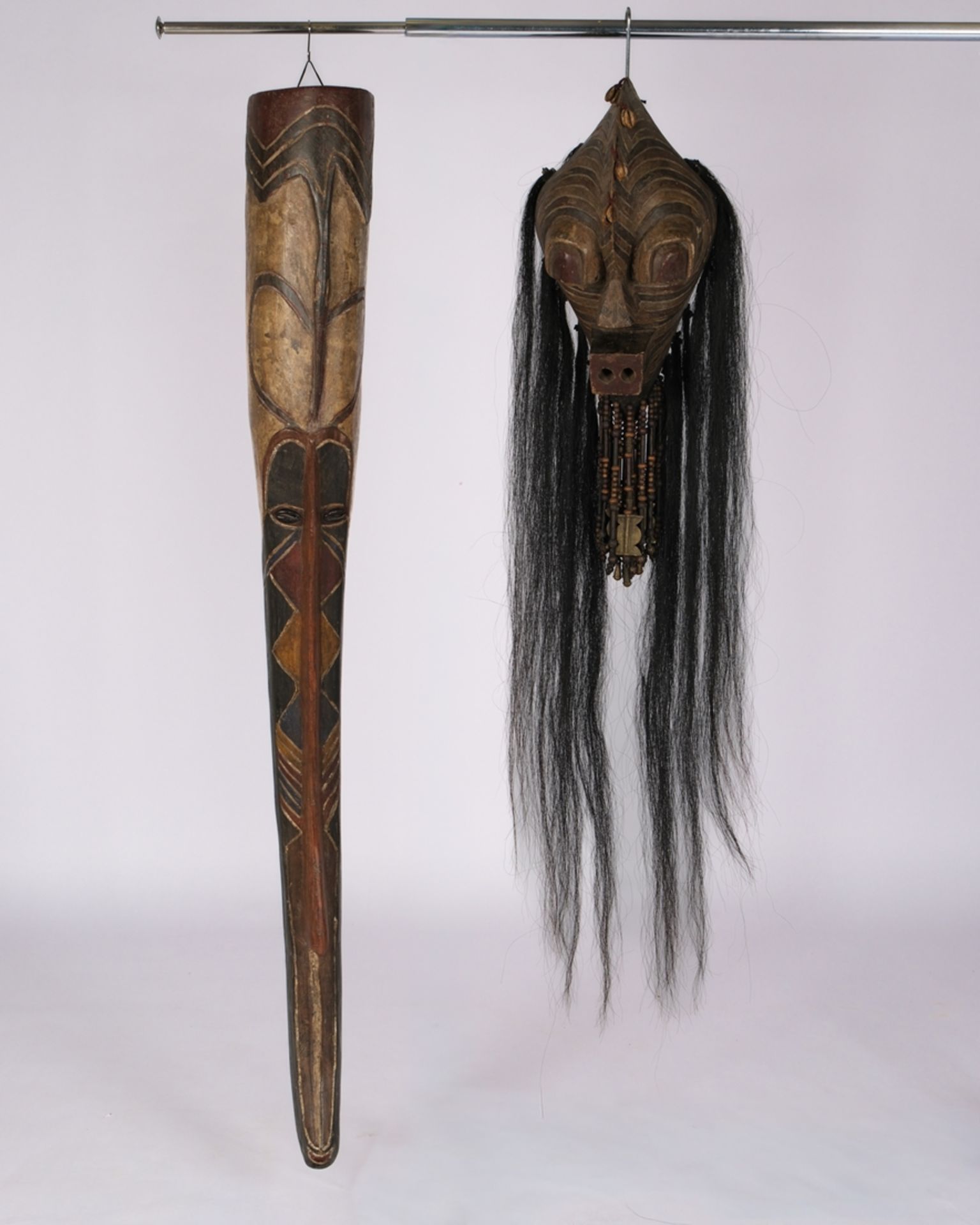 Kifwebe-Tanzmaske, Basonge, Zaïre oder Kongo, Afrika, Holz, ovaler Kopf, schlitzförmige Augen, vorg