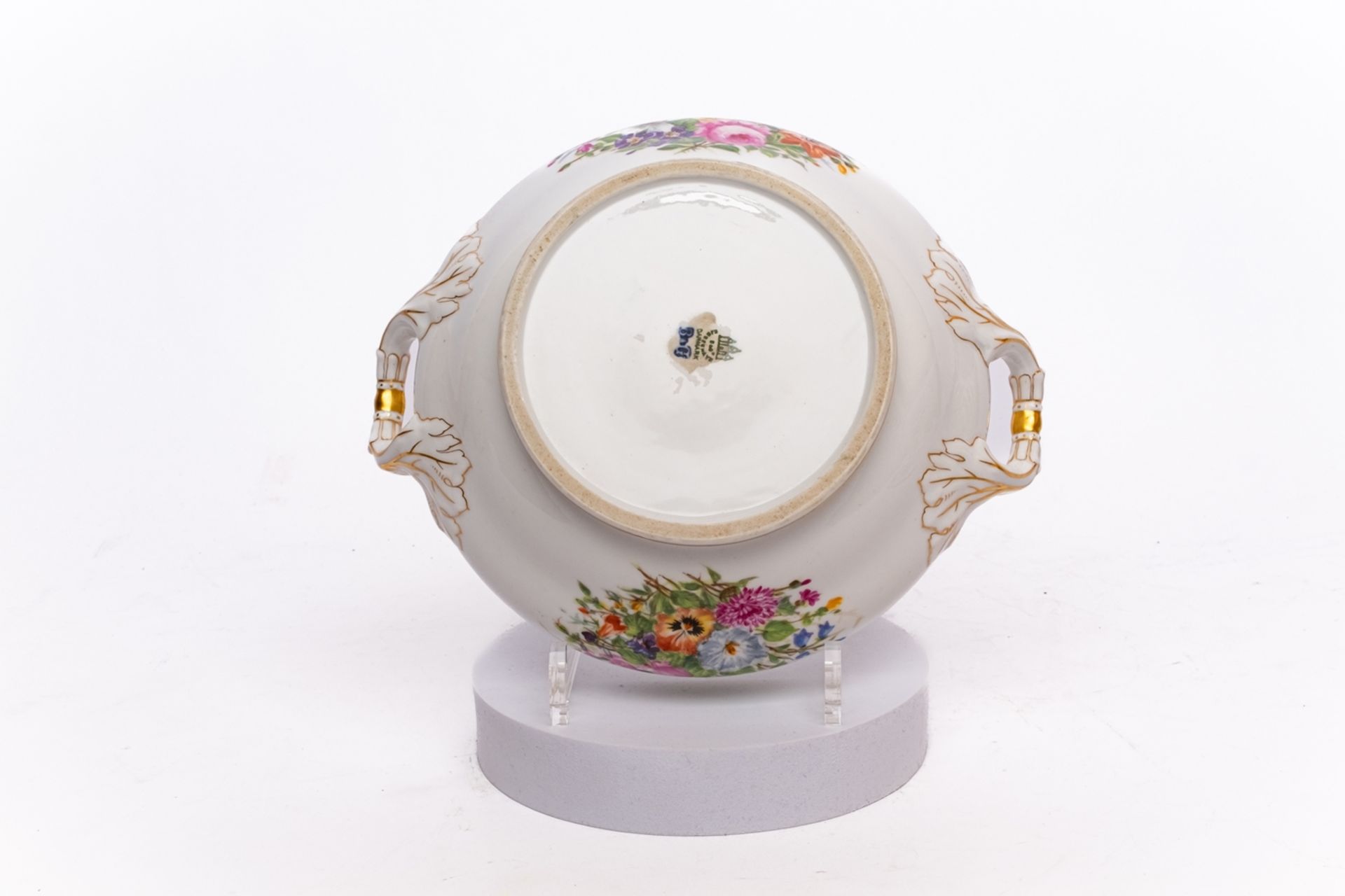 Serviceteile, 15-tlg., Bing & Gröndahl, bunte Blumen, Goldrand: 5 Suppenteller, 6 Speiseteller, Dec - Bild 14 aus 14