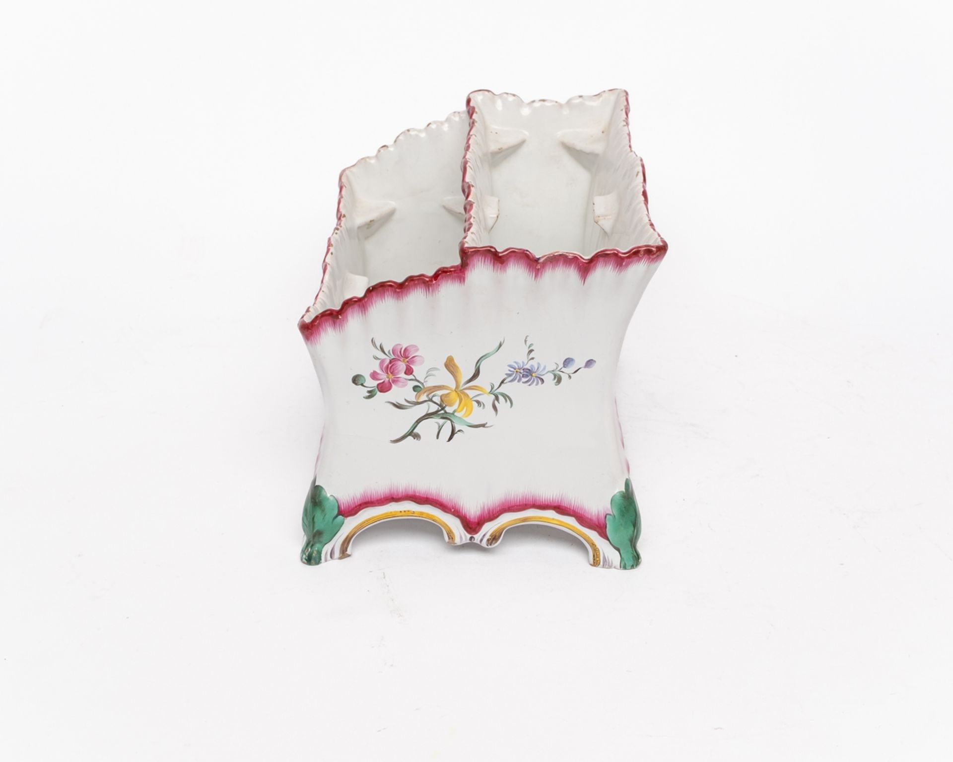 Jardinière, Straßburg, um 1762-70, Joseph Hannong, Fayence, farbiger Aufglasurdekor mit fleurs fine - Bild 6 aus 7