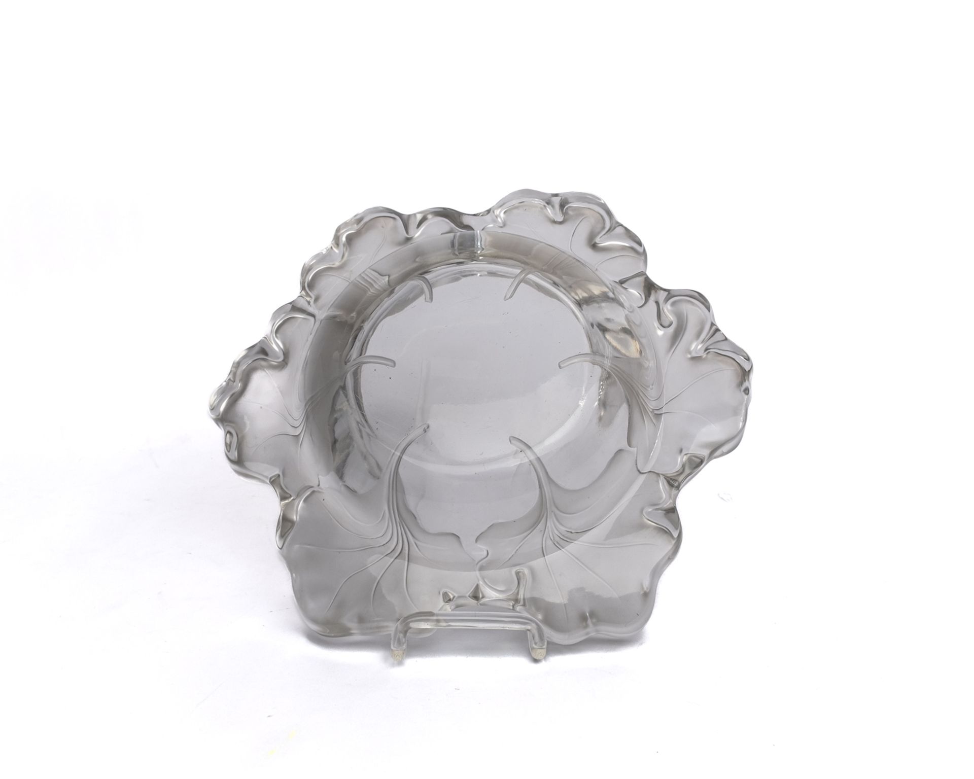 Schale, "Capucines", Lalique, farbloses Glas, teils mattiert, am Boden umseitig bezeichnet Lalique  - Bild 5 aus 7