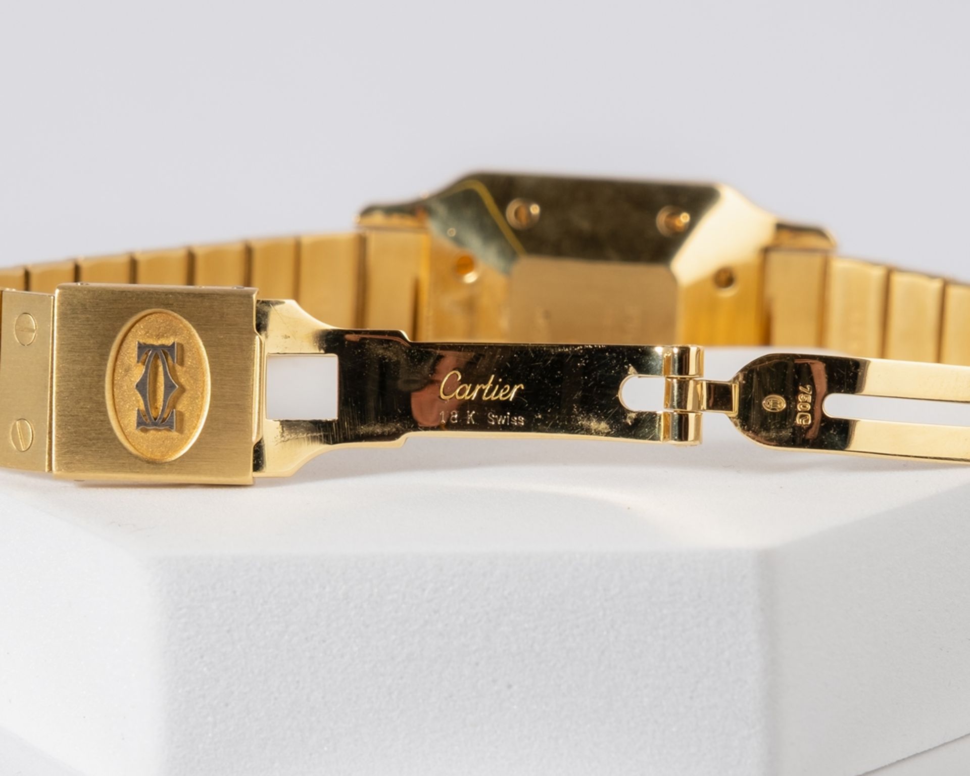 Cartier Santos Carrée "OR MASSIF", Ref. 2960, seltene Vollgoldausführung in 18kt Gelbgold, die Ober - Bild 3 aus 3