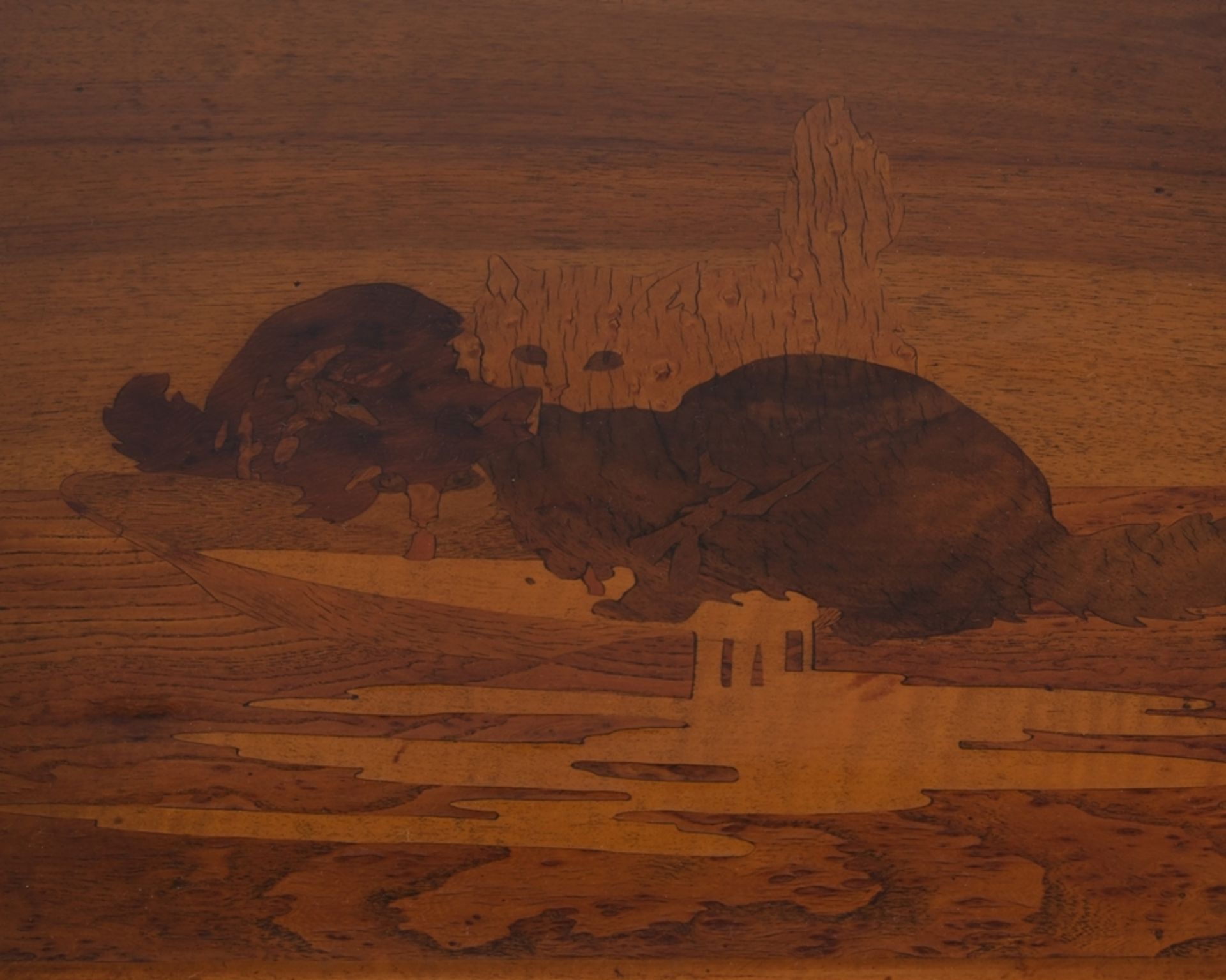 Beistelltisch von Emile Gallé (1846 - 1904), Jugendstil, Nancy, um 1900, rechteckige Platte bildlic - Bild 4 aus 4