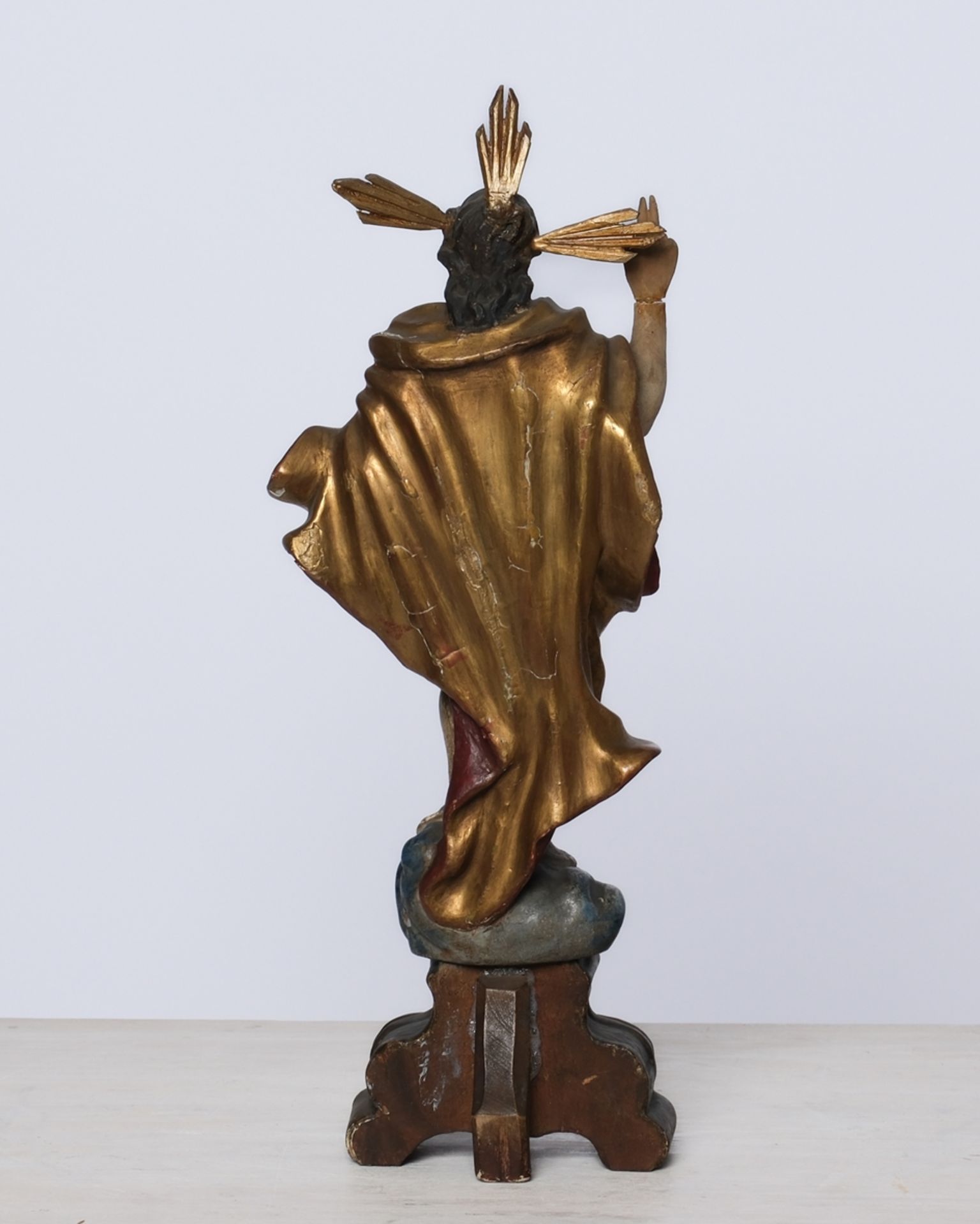 "Auferstehungschristus", süddeutsch 18. Jahrhundert, Holz, farbig, 30 cm hoch, Farbabplatzungen, Ri - Bild 3 aus 6