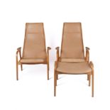 Paar Lounge-Sessel "Lamino" sowie ein dazugehöriges Fußteil, Schweden, Entwurf 1956 Yngve Eckström 