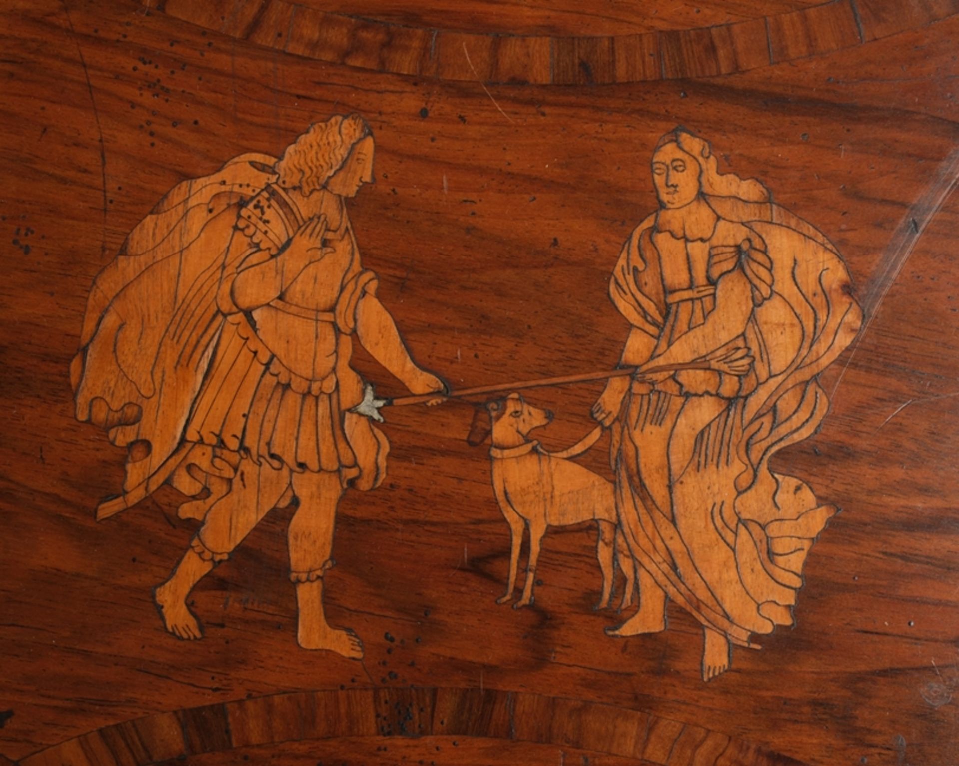 Barocker Schrägklappensekretär, vermutlich norddt., 2. Hälfte 18. Jh., Nussbaum u.a. furniert auf W - Bild 6 aus 8